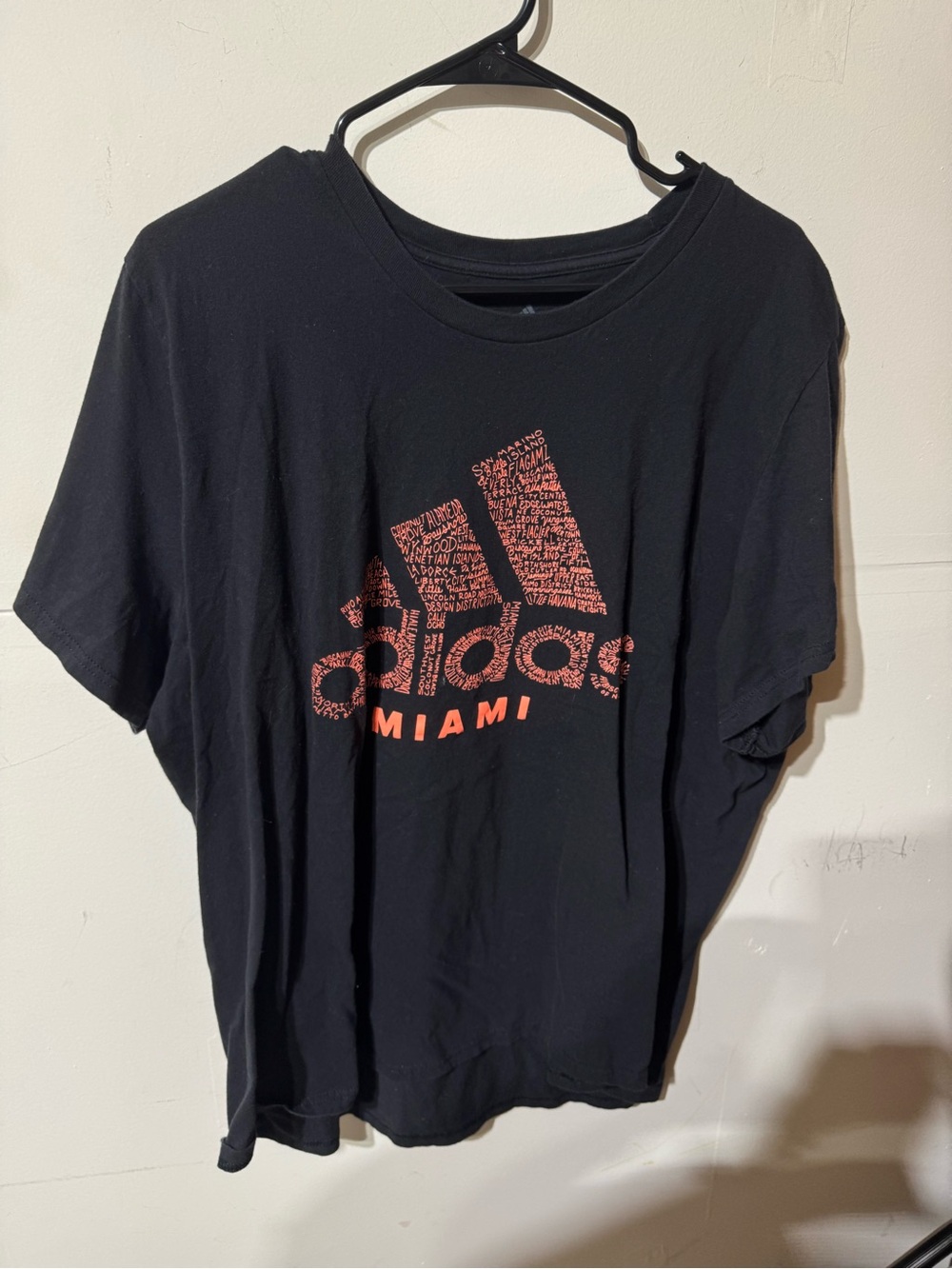 Adidas Miami Black Tee with Coral Logo